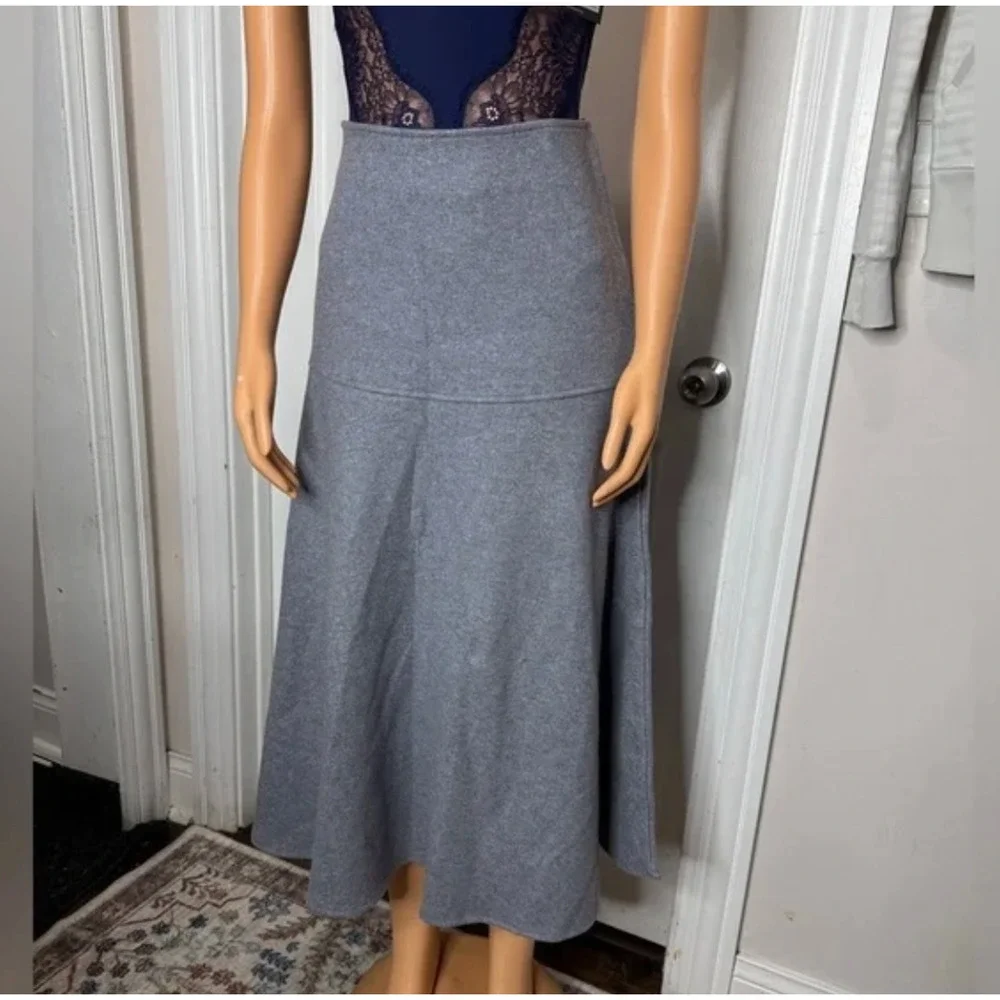 OGL CashSoft Wool-like Flared size S Maxi Skirt - Heather Dolphin Blue NWT